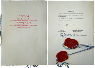 Titelblatt, Unterschrift und Siegel des Staatsvertrages vom 20.11.1984