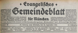 Kopf des Evangelischen Gemeindeblatts für München vom 20.09.1925