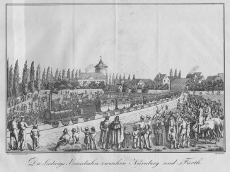 Die Ludwigs-Eisenbahn zwischen Nürnberg und Fürth im Jahr 1835