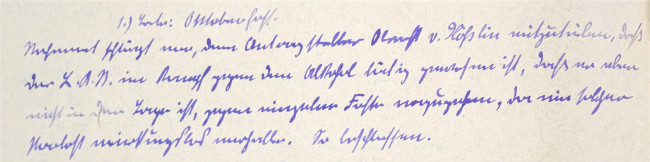 Ausschnitt zum Oktoberfest aus der Niederschrift des Landeskirchenrats vom 21.04.1925
