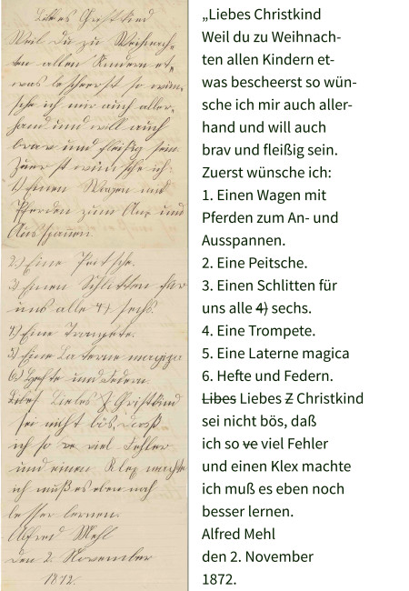 Der gesamte Brief an das Christkind mit Transkription