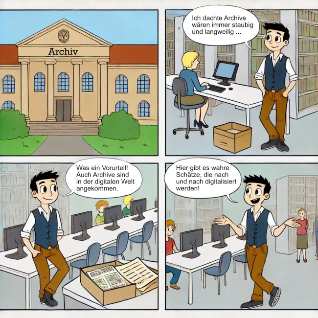 Comic zu Vorurteilen gegenüber Archiven