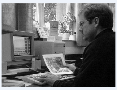 Pfarrer Detlef Rose am PC-Arbeitsplatz, ca. 1988