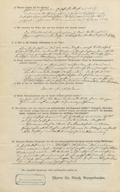 2. Seite des Fragebogens zur bayerischen Kirchengeschichte