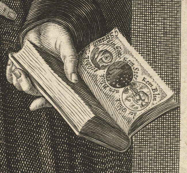 Detailansicht des Buches auf der Porträtgrafik